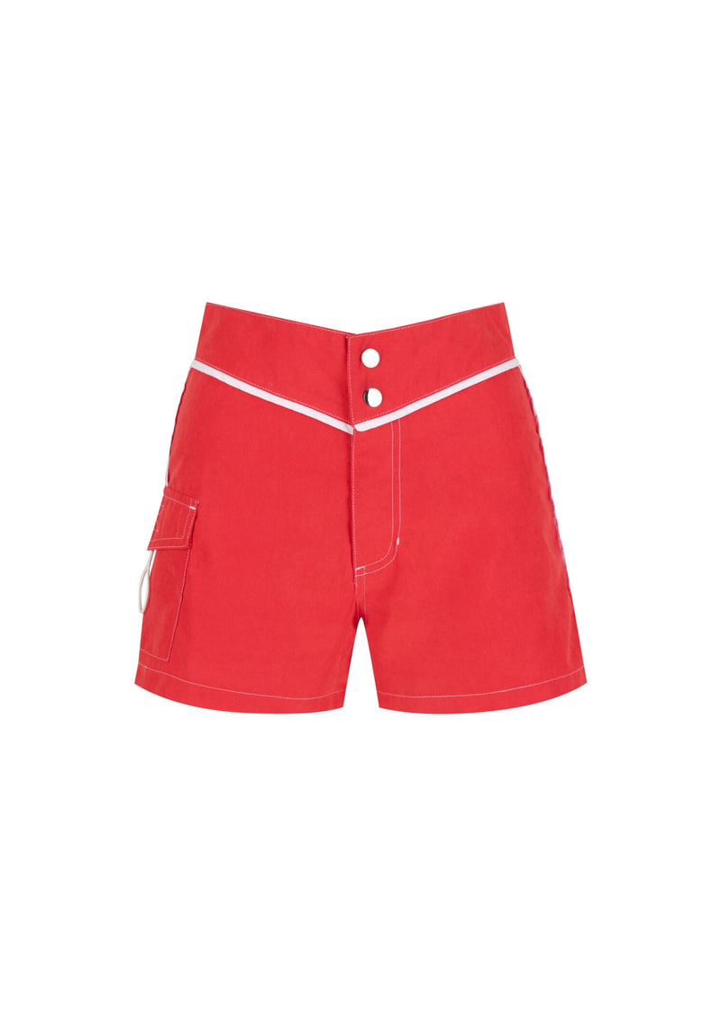 Snap Front Boardshorts - Red