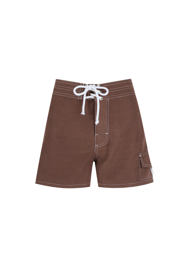 Tie Front Boardshorts - Mocha